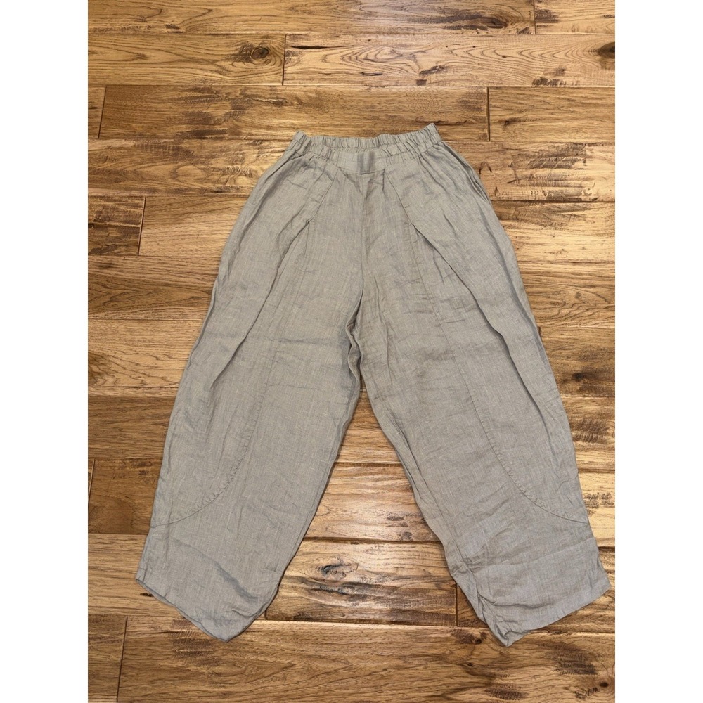 Luukaa Balloon Trousers Pleated Baggy Gray Linen Size 2 US 8-10